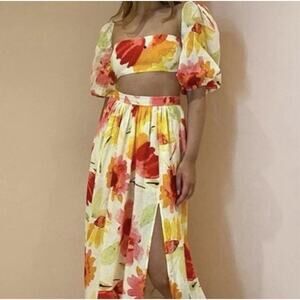 NWT Revolve RUMER Camille Sunshine Crop Top Watercolor Floral XS Retail $219